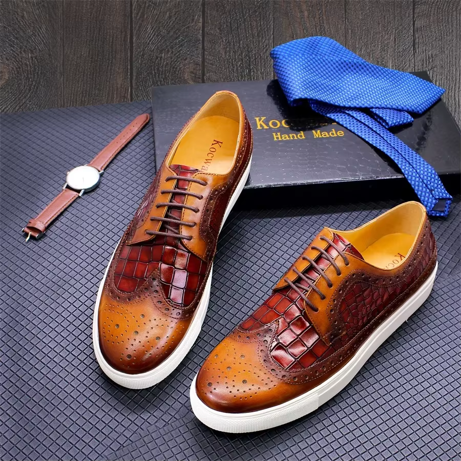 Baskets plates en cuir véritable pour hommes, chaussures confortables faites à la main, chaussures d
