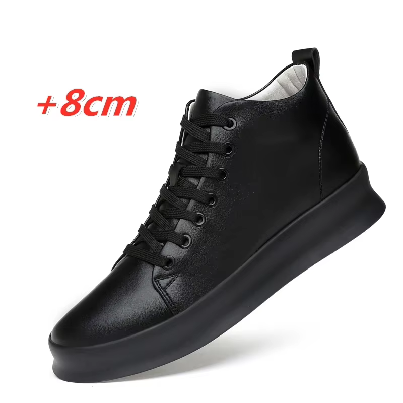 Hommes baskets hauteur augmenter chaussures pour hommes semelle intérieure décontractée 8 cm blanc n
