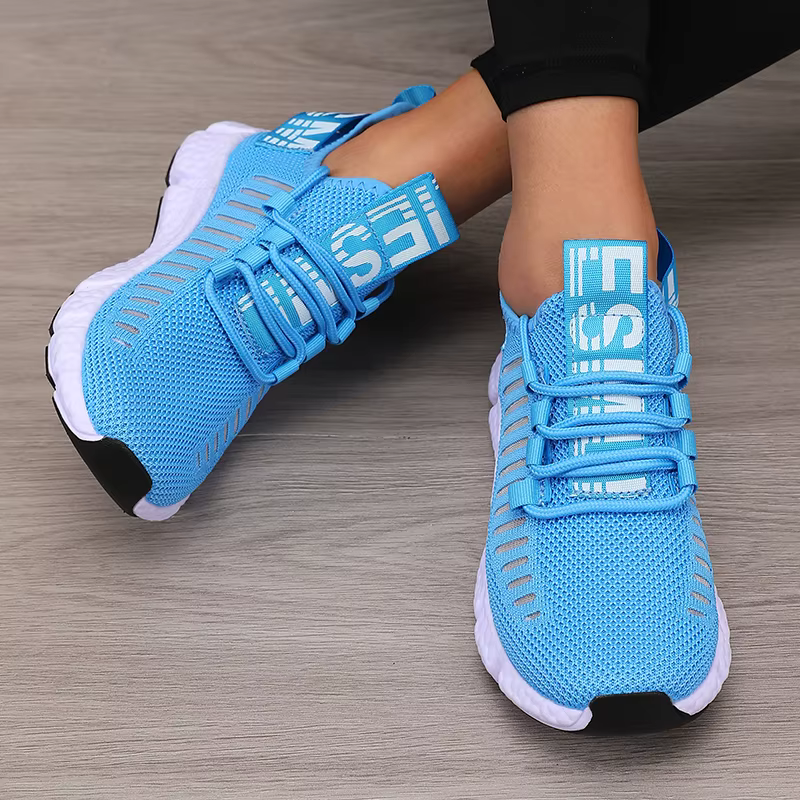 Chaussures de sport pour femmes maille légère semelle souple sangle de Jogging respirant mode sport