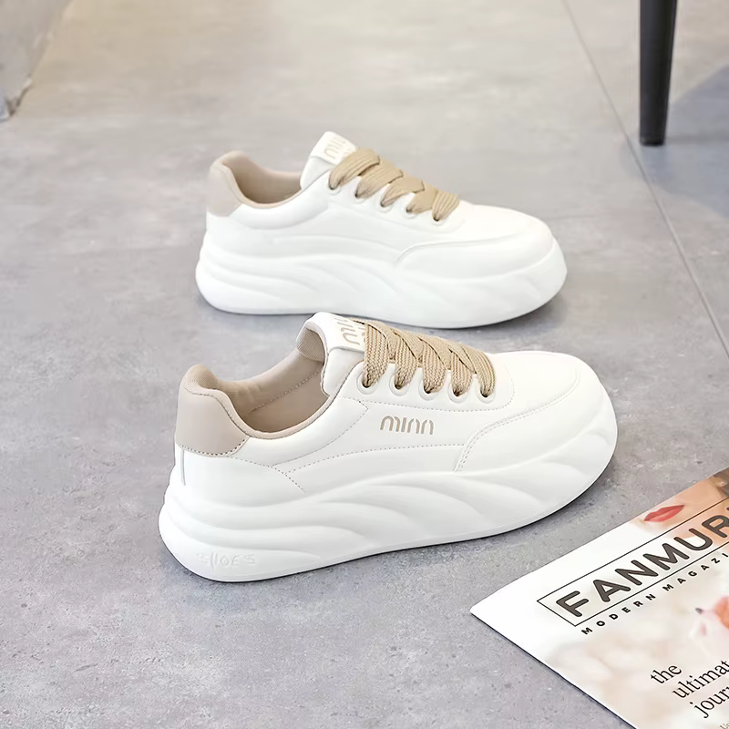 Chaussures blanches à semelle épaisse pour femmes, baskets de sport polyvalentes, augmentant la haut