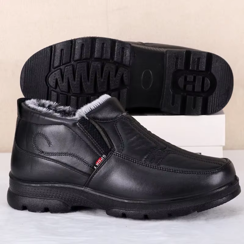 Chaussures pour hommes 2025 hiver mode chaussures en coton antidérapantes hommes en cuir épaissi imp