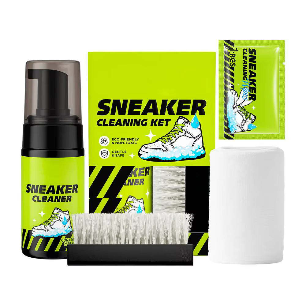 Kit de nettoyage de chaussures 4 pièces, nettoyant mousse sans eau, pour baskets blanches, chaussure