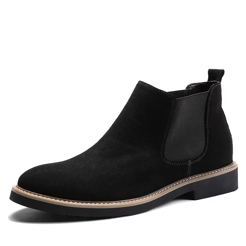 Bottes de rinçage décontractées pour hommes, cuir suédé de vache, bottes de moto à enfiler, chaussur