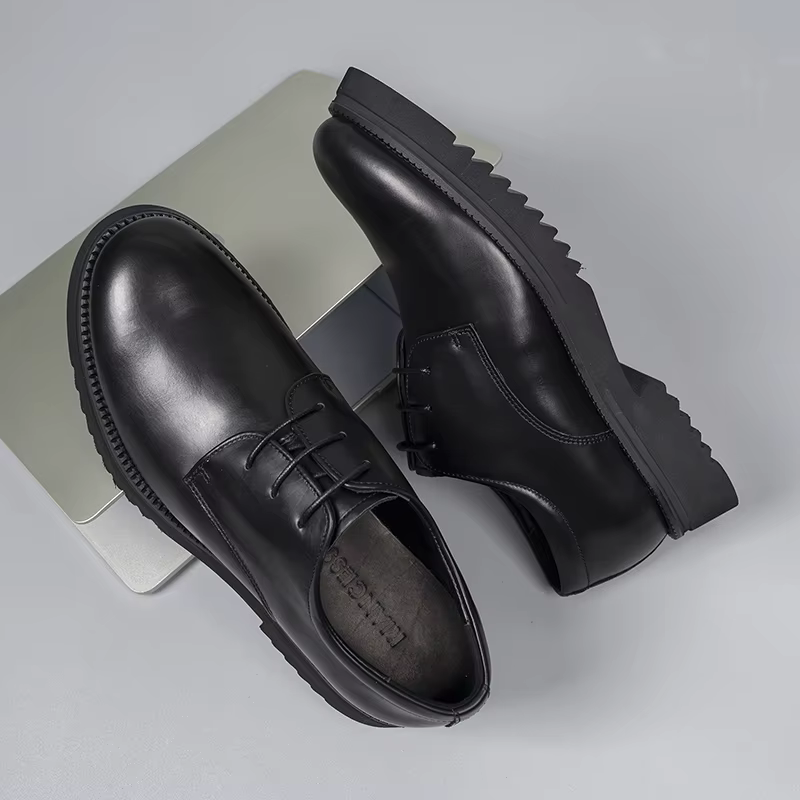 Nouvelles chaussures pour hommes, chaussures en cuir à bout rond, style européen à lacets, pour le t