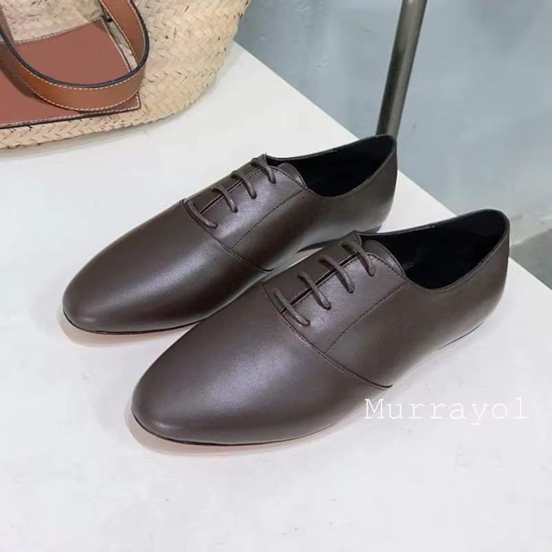 Chaussures plates à lacets en fourrure pour femmes, couleur unie, bouche profonde, simples, en cuir 