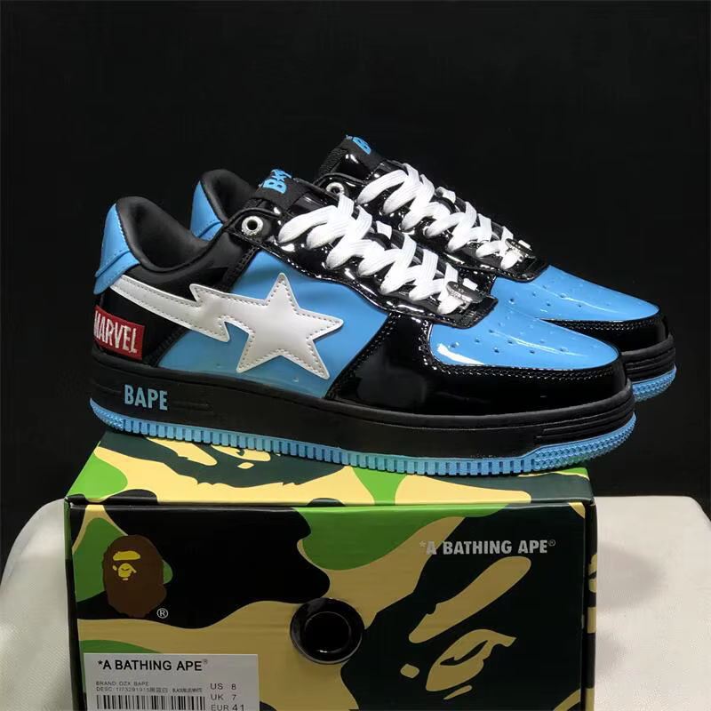 A BATHING APE Chaussures de sport basses pour hommes et femmes, baskets de sport unisexes Bapesta, c