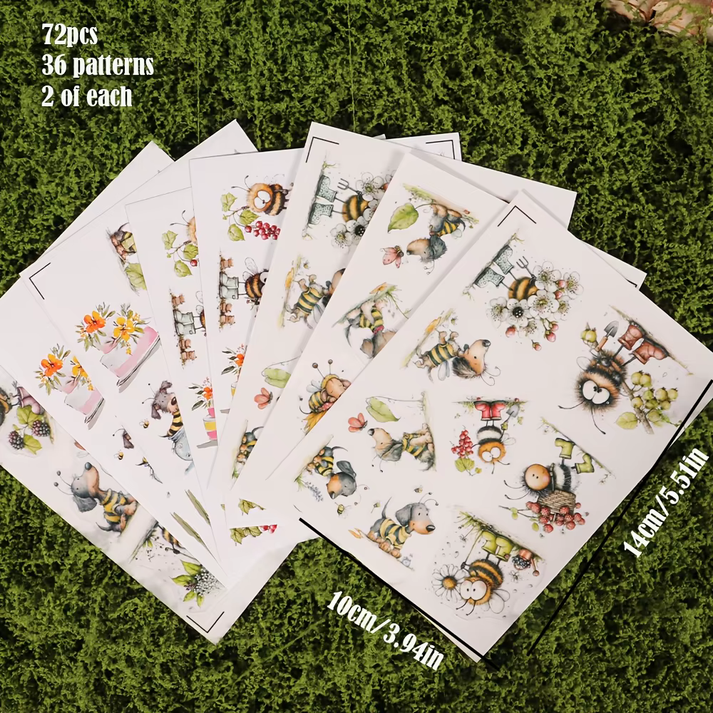 Lot de 72 autocollants auto-adhésifs pour scrapbooking, pour accessoires de journal de vacances, fou
