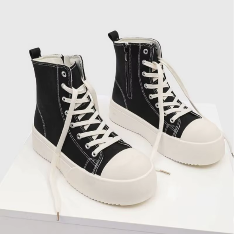 Baskets montantes noires pour hommes, rehaussantes, de créateur, à plateforme, décontractées, Zapati