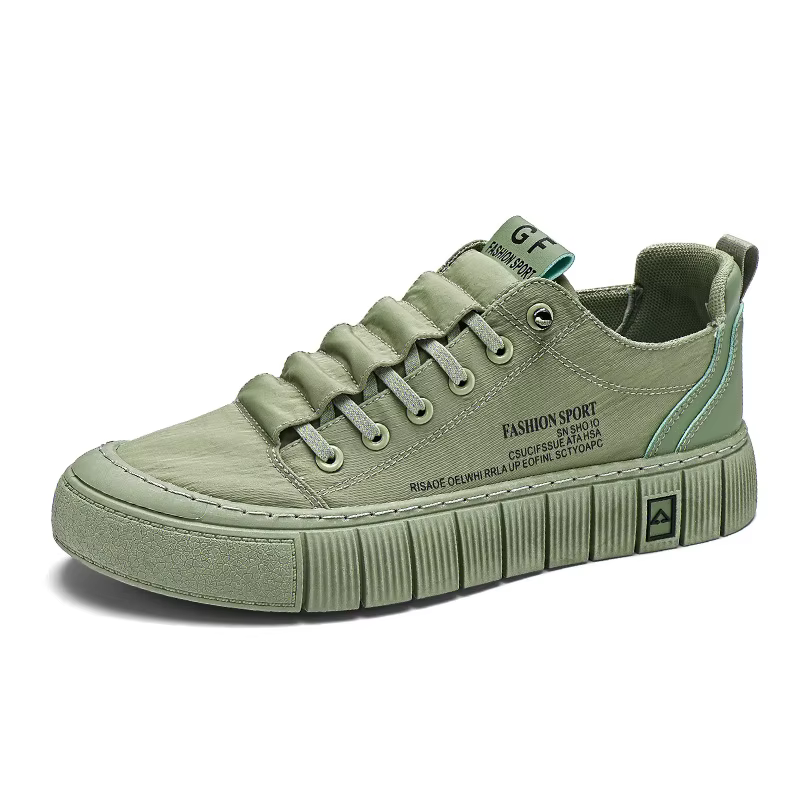 Vert hommes chaussures décontractées glace soie toile chaussures pour hommes chaussures de marche en
