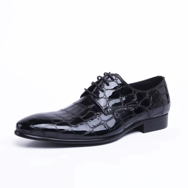 Chaussures en cuir de style européen pour hommes, cuir verni britannique, bout pointu, chaussures d'