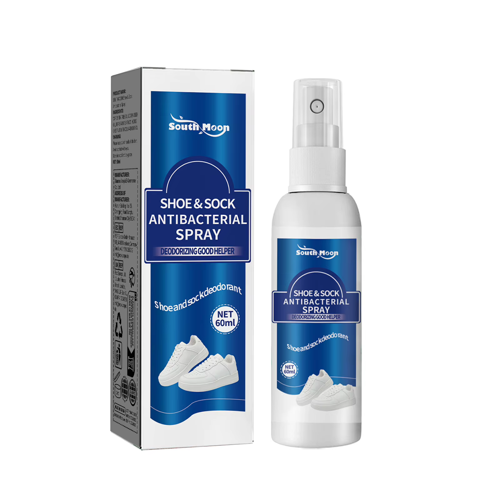 Spray désodorisant antibactérien pour chaussures et chaussettes 60ml Élimine les odeurs de pieds Ant
