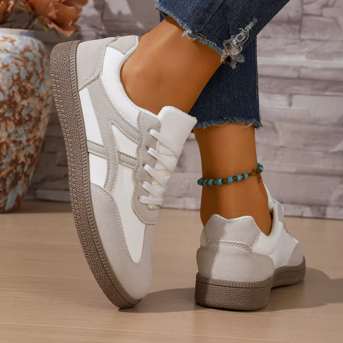 Chaussures plates décontractées pour femmes Printemps 2026, style color block, sportives, confortabl