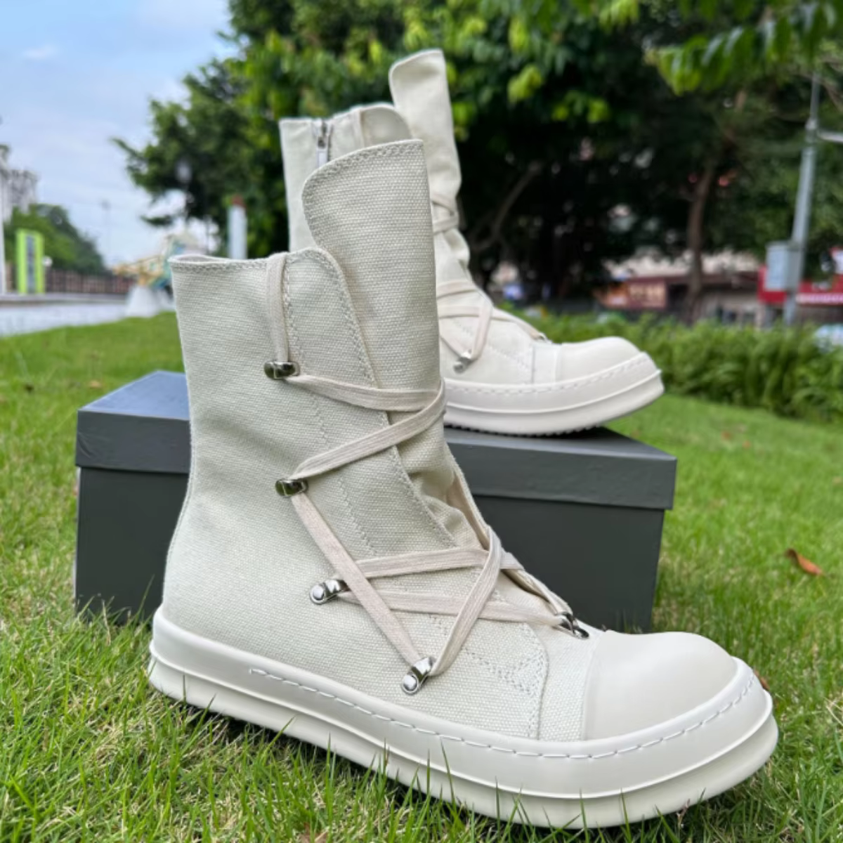 Ro classique concepteur Ro noir toile botte haut chaussure hommes chaussures décontractées de luxe Z