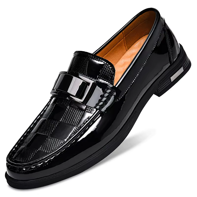 Mocassins en cuir verni pour hommes, chaussures d'affaires ajourées et respirantes, chaussures décon