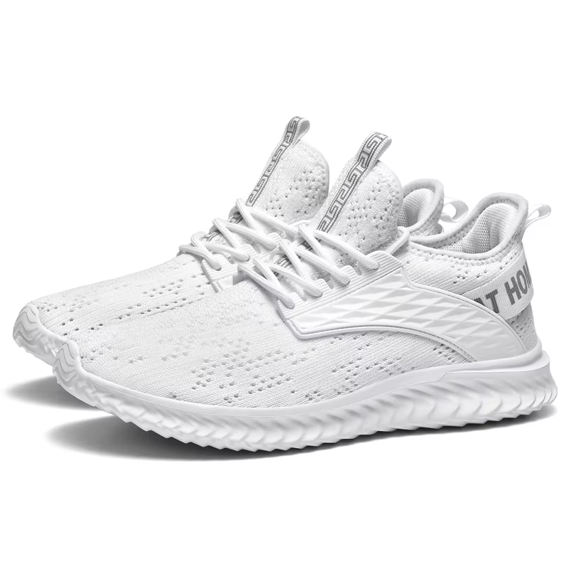 Baskets blanches pour hommes, chaussures de haute qualité, en maille respirante, décontractées, pour