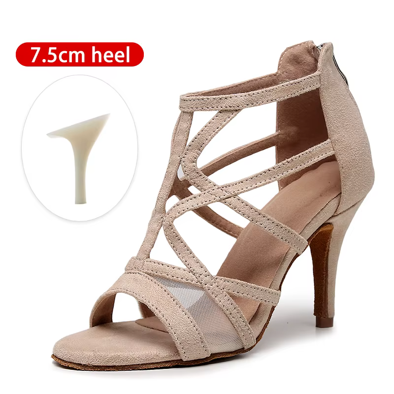 SWDZM-Chaussures de danse latine pour femmes, Talons brodés personnalisés, Semelle souple, Chaussure