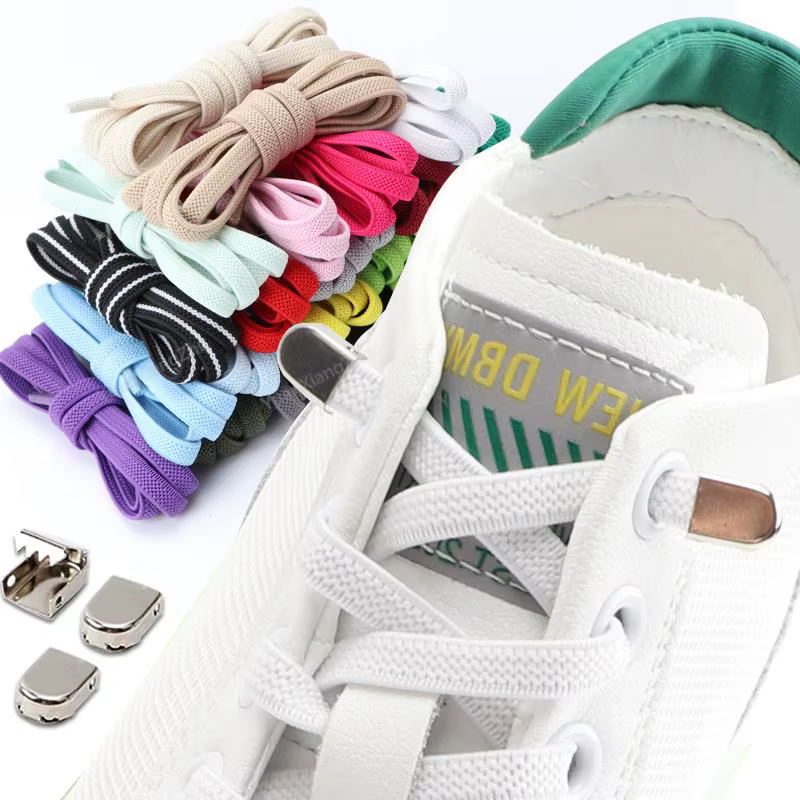 Lacets de chaussures sans cravate lacets élastiques baskets lacets plats sans attaches lacet rapide 