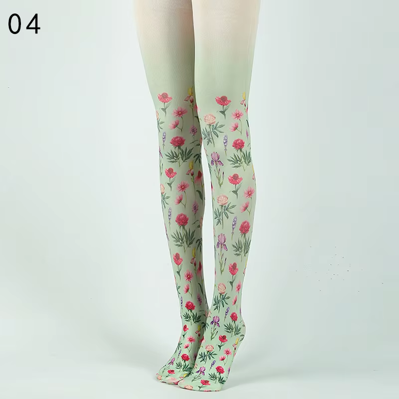 Collants de tatouage à imprimé floral de style japonais pour femmes, bas en velours, collants de boî