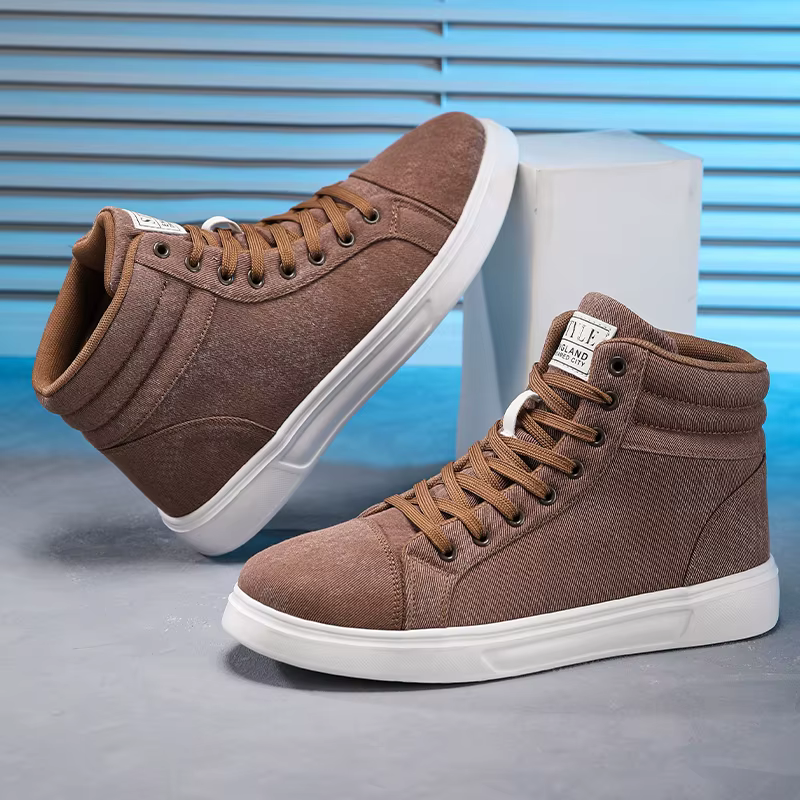 Chaussures de marche montantes en cuir confortables pour hommes, baskets d'été respirantes de haute 