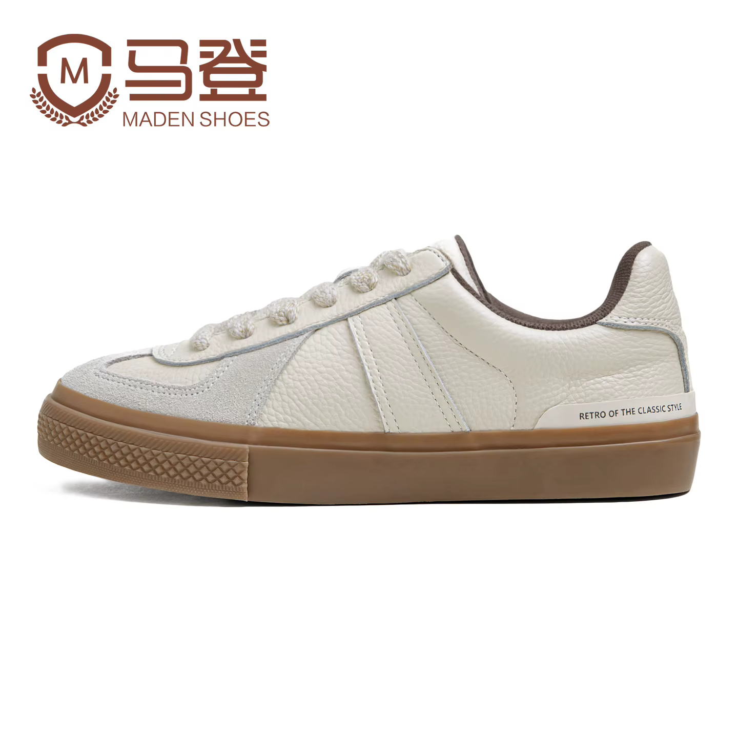 Maden chaussures d'entraînement décontractées en cuir pleine fleur pour hommes polyvalentes conforta