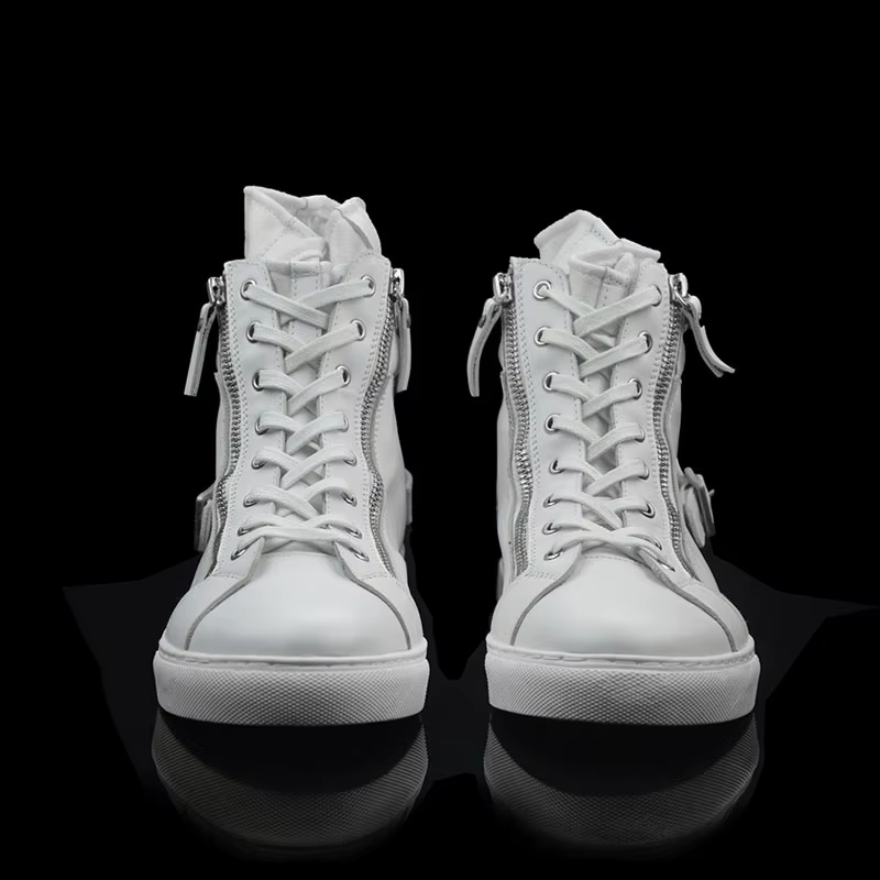 Printemps nouveaux hommes en cuir à semelles épaisses à la mode et à la mode blanc chaussures décont