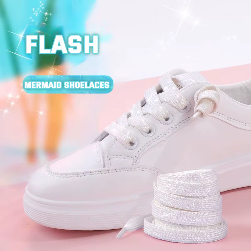 Lacets argentés colorés pailletés lacets blancs de baskets lacets métalliques brillants dorés lacets