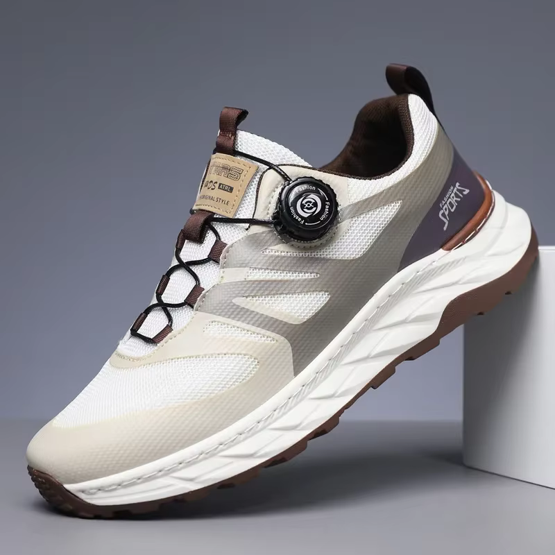 Chaussures de sport décontractées confortables avec bouton rotatif, baskets de course en plein air,