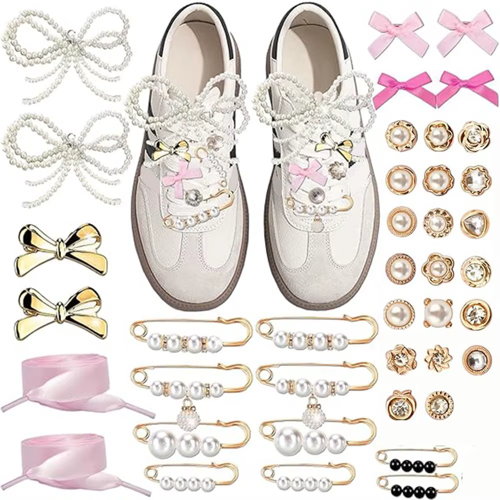 40 pièces breloques de chaussures bijoux de chaussures pour baskets et chaussettes, breloques de lac