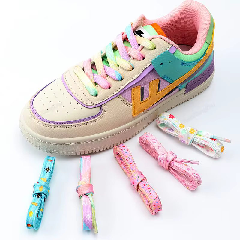 Lacets Lumineux Imprimés en Tissu de Qualité pour Baskets, Chaussures Plates, à la Mode, pour Bol, L