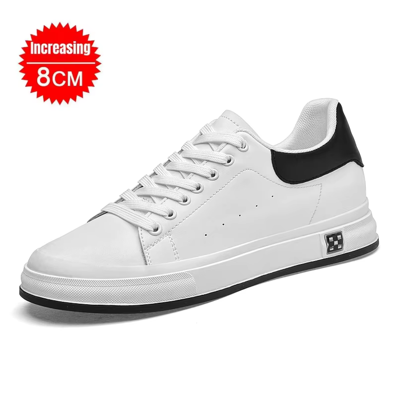 Chaussures d'ascenseur hommes 6cm 8cm 10cm chaussures de planche de levage plate-forme blanche homme