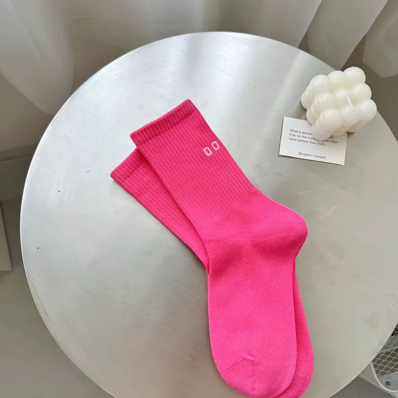 Chaussettes roses pour femmes, Style printemps et automne, mi-tube, vêtements d'extérieur, bas en co