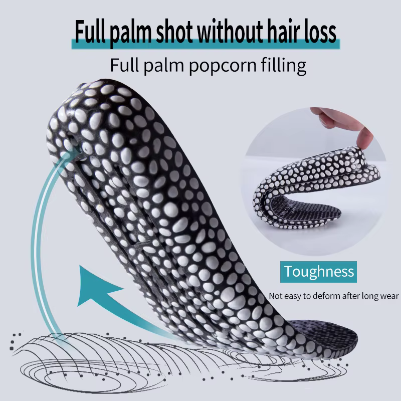 Semelle intérieure de course rehaussante pour chaussures, mousse de particules de riz pavées en PU, 