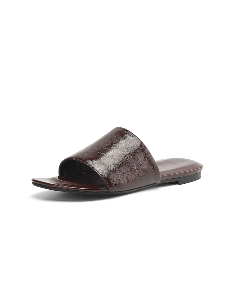 2025 nouvelles femmes tendance été fendu pantoufles en cuir Sexy dames bordeaux noir bout ouvert gra