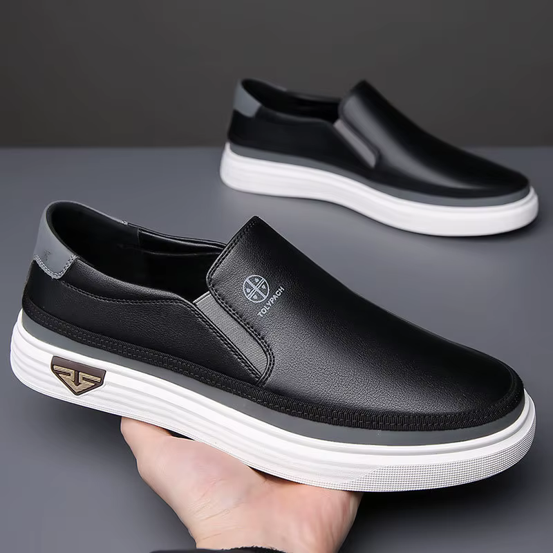 Nouvelles baskets décontractées en cuir véritable pour hommes 2025, mode printemps-été, chaussures b