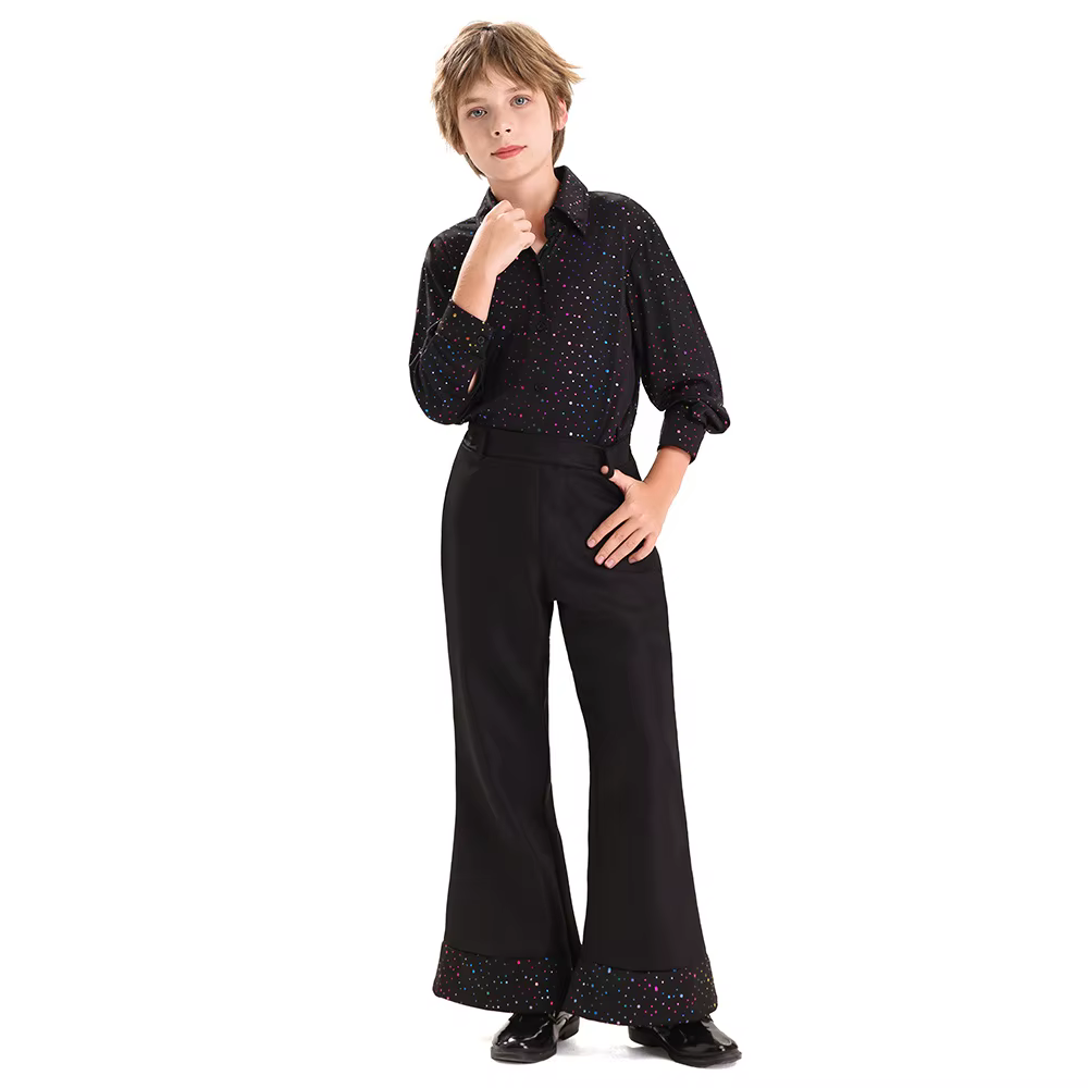 Tenue Hippie des années 70, style tribal bohème, tenue rétro disco, pantalon évasé imprimé coloré, e