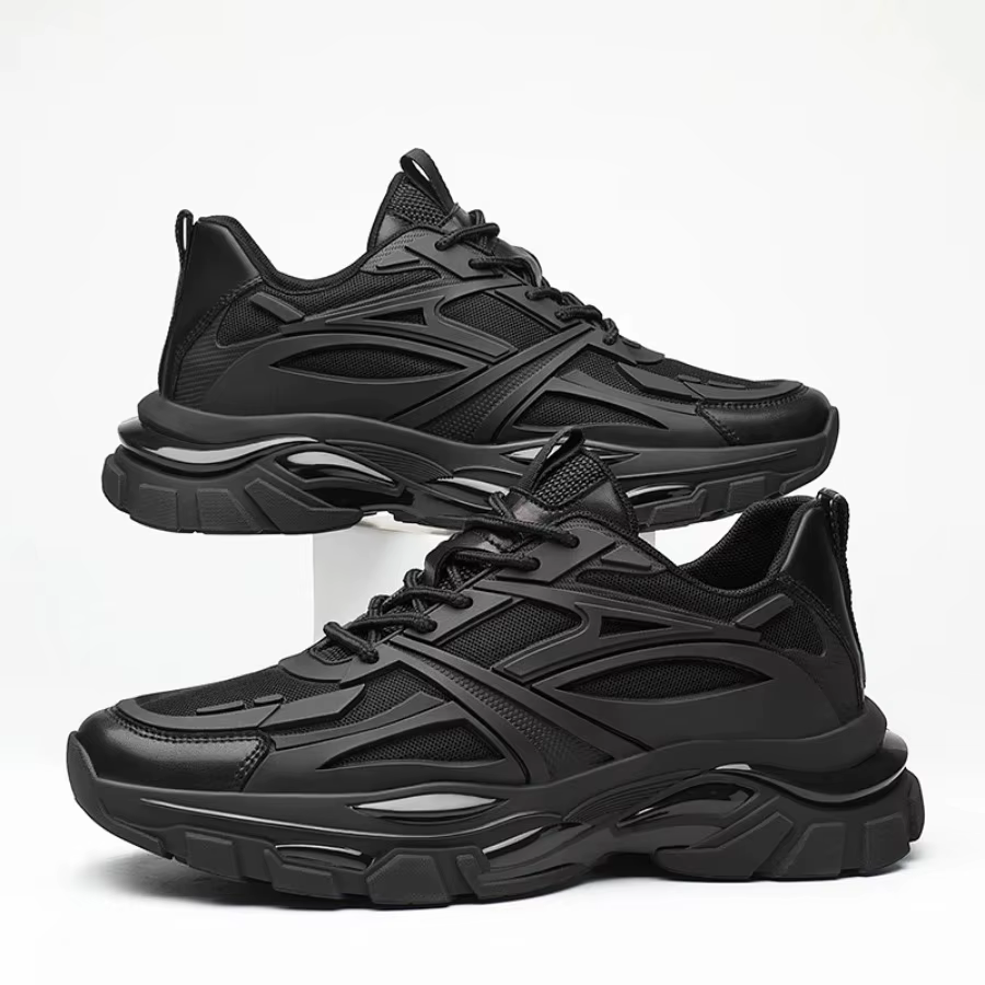 Hiver gros rehaussement baskets homme en cuir véritable maille ascenseur chaussures chaud semelle ép