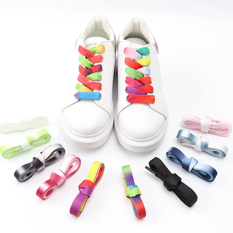 Noir blanc lacets arc-en-ciel lacets Sneaker chaussure décontractée dentelle dégradé plat lacet 1.2 