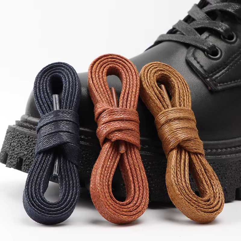 Lacets plats cirés en cuir chaussures décontractées imperméables lacets bottes unisexe longueur de l