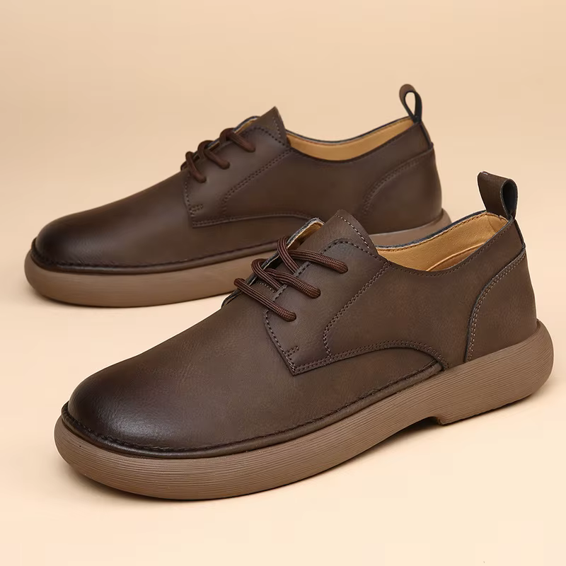 Chaussures pour hommes 2026 Printemps Nouveauté – Chaussures en cuir véritable à bout large, respira