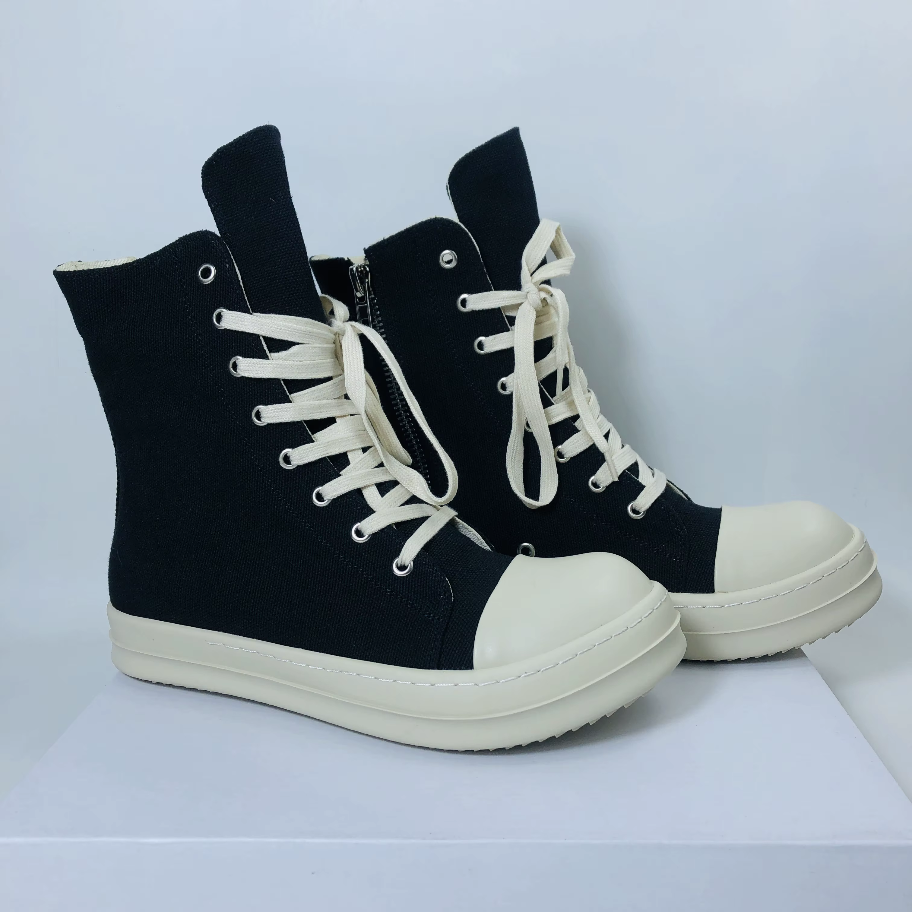 Hommes chaussures hautes décontracté femmes toile baskets à lacets Zip luxe haute rue automne chauss