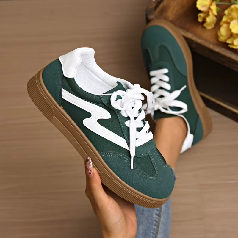Baskets de tennis plates pour femmes, chaussures vulcanisées à lacets multicolores, mode féminine, p