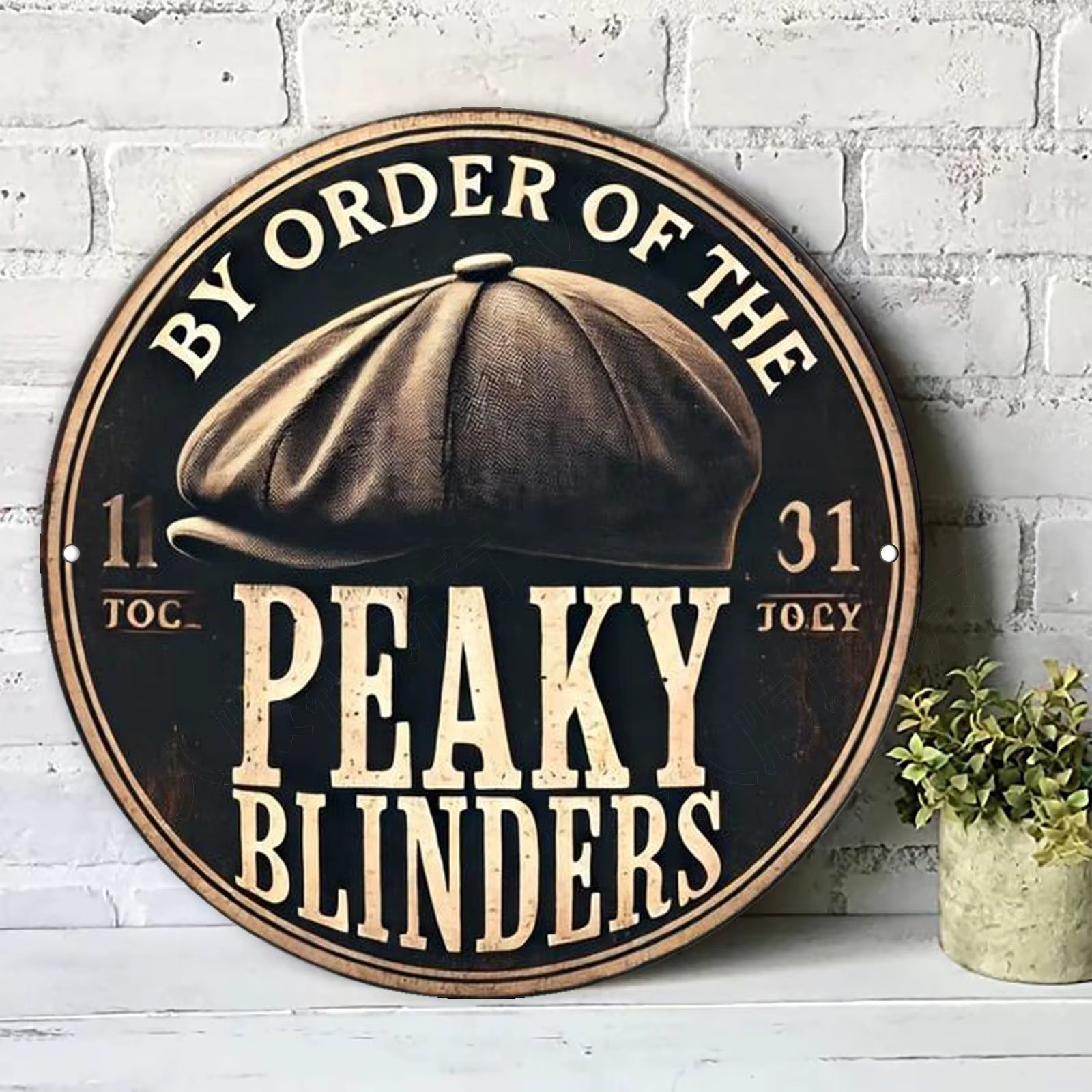 Panneau en métal HD vintage Peaky Blinders By Order Of The - Design rétro de casquette de gangster b