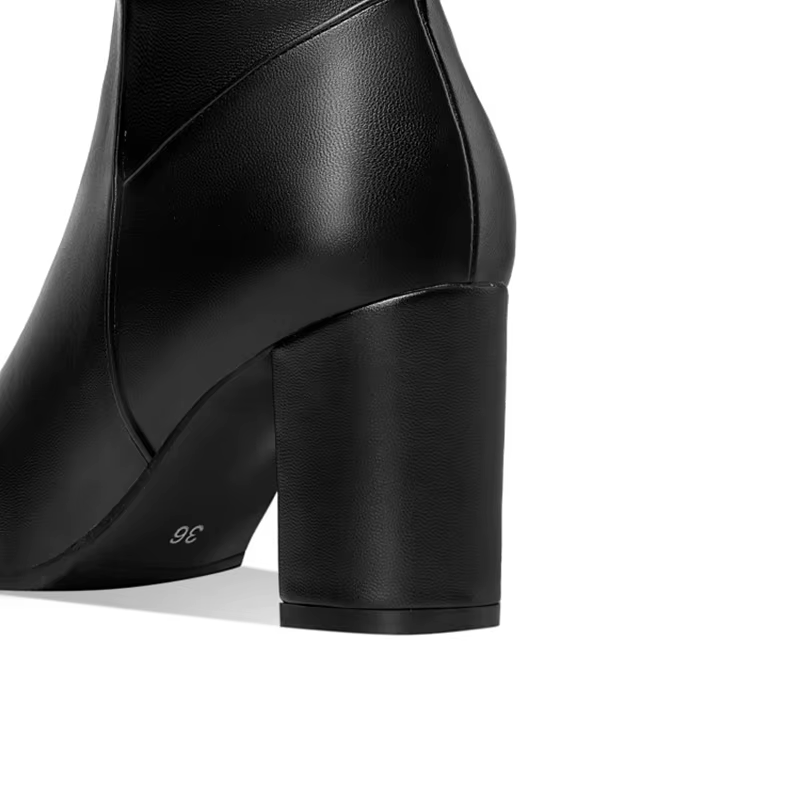 Girseaby Sexy dames mi bloc talon sur genou bottes en cuir PU grande taille 52 fête chaud hiver pelu