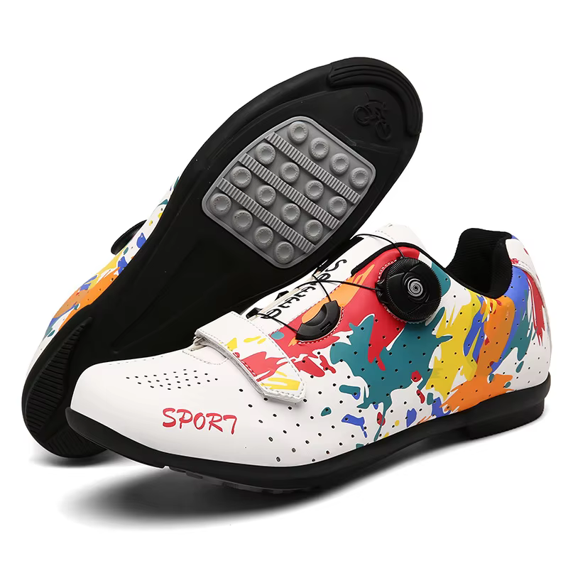 Chaussures de cyclisme unisexes Graffiti, chaussures de vélo de route sans verrouillage à fond dur, 