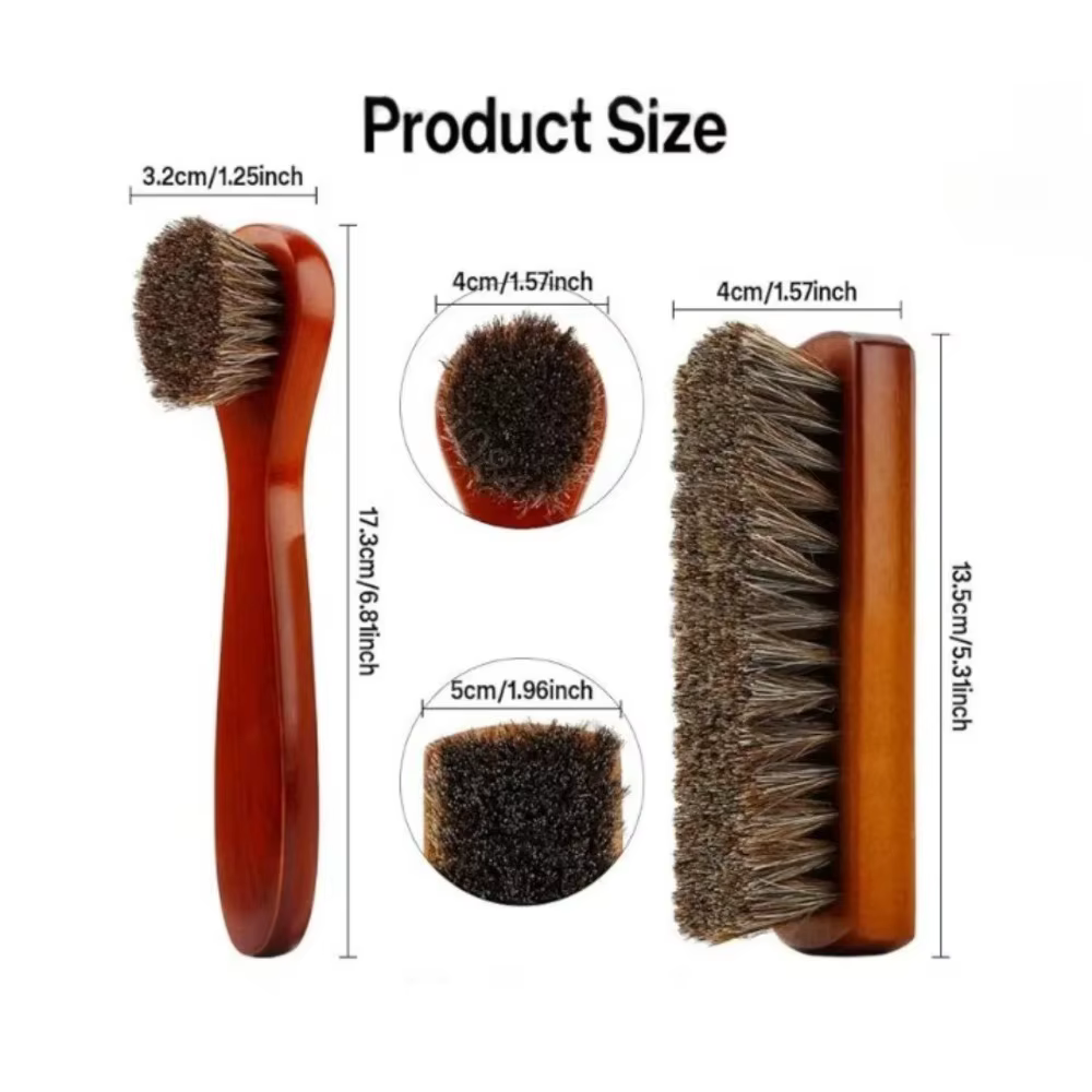 Ensemble de brosses à chaussures en crin de cheval, brosse de nettoyage et de polissage pour bottes 