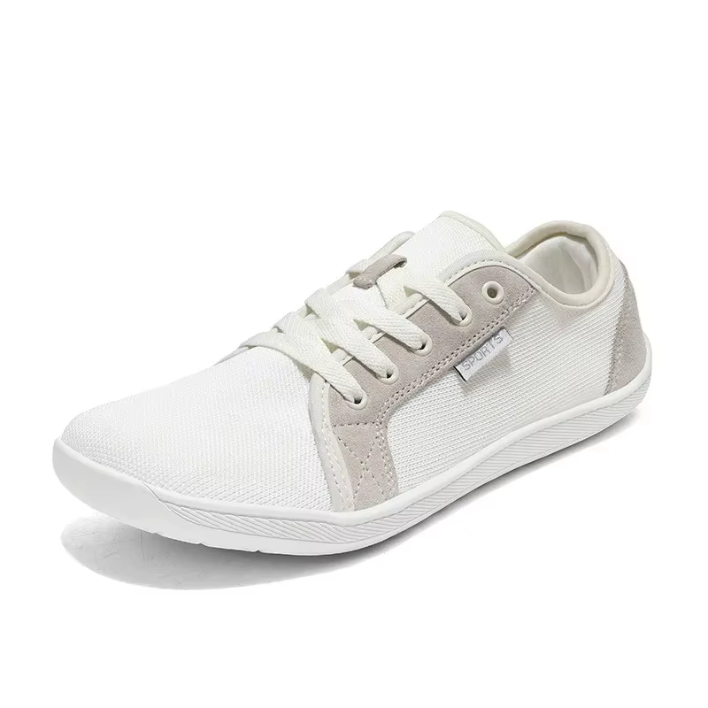 Chaussures de course décontractées pour hommes à bout large et semelle plate, respirantes en maille,