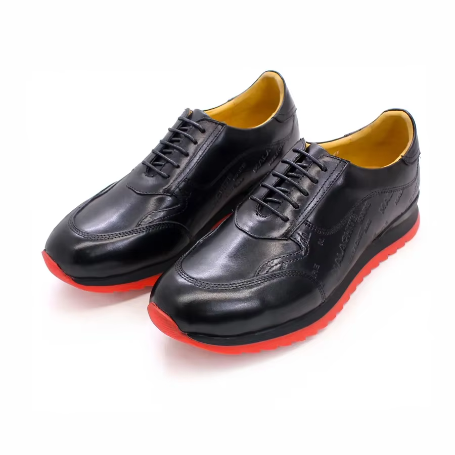 Baskets en cuir haut de gamme pour hommes, chaussures décontractées à lacets, motif de lettres qui c