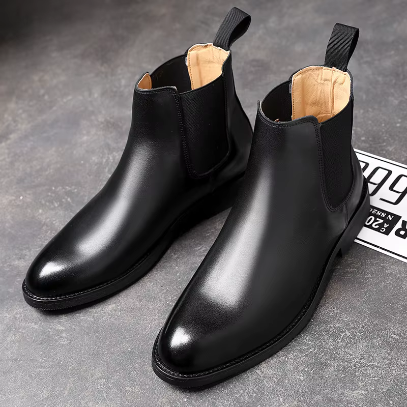 Bottines Chelsea classiques rétro en cuir véritable pour hommes, bottines courtes décontractées de S
