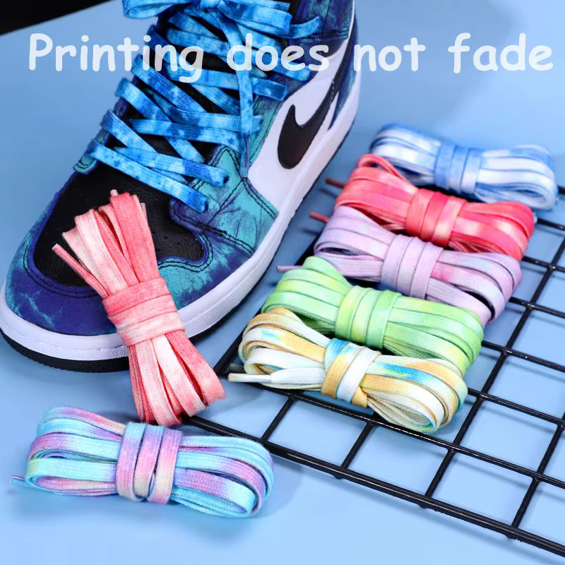 Lacets de chaussures Tie-dye Non décolorés, lacets de chaussures décontractés pour baskets, lacets d