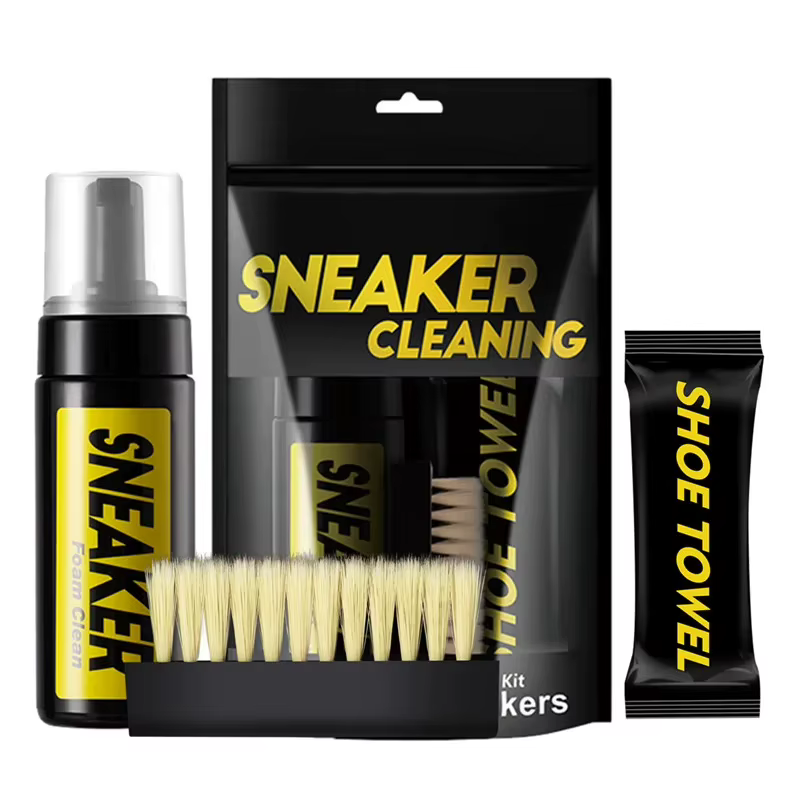 Kit de nettoyage à sec 150 ml pour chaussures – Nettoyant moussant sans eau pour baskets avec brosse